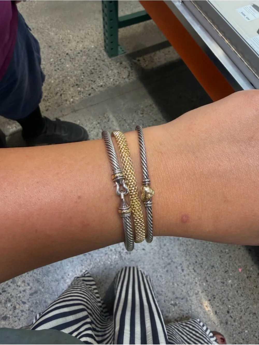 David Yurman Cable Bracelet with Gold Heart Accent